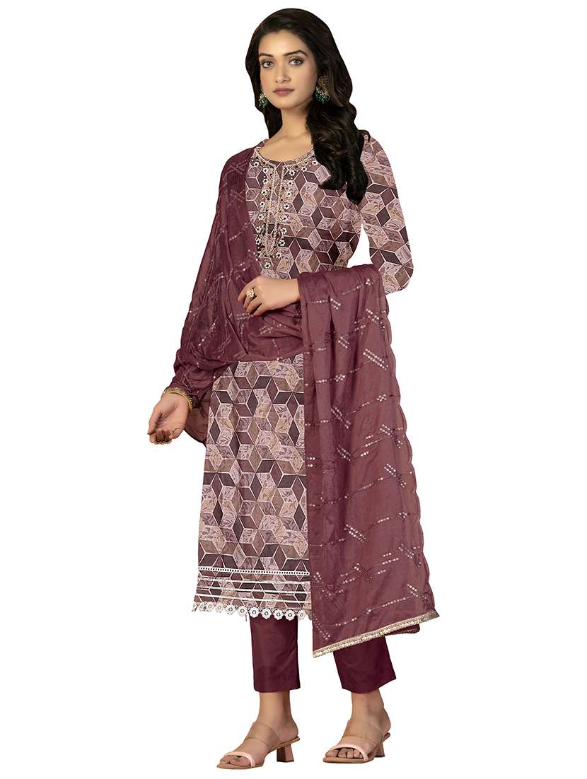 women geometric printed unstitched suit set - 22429668 -  Standard Image - 2