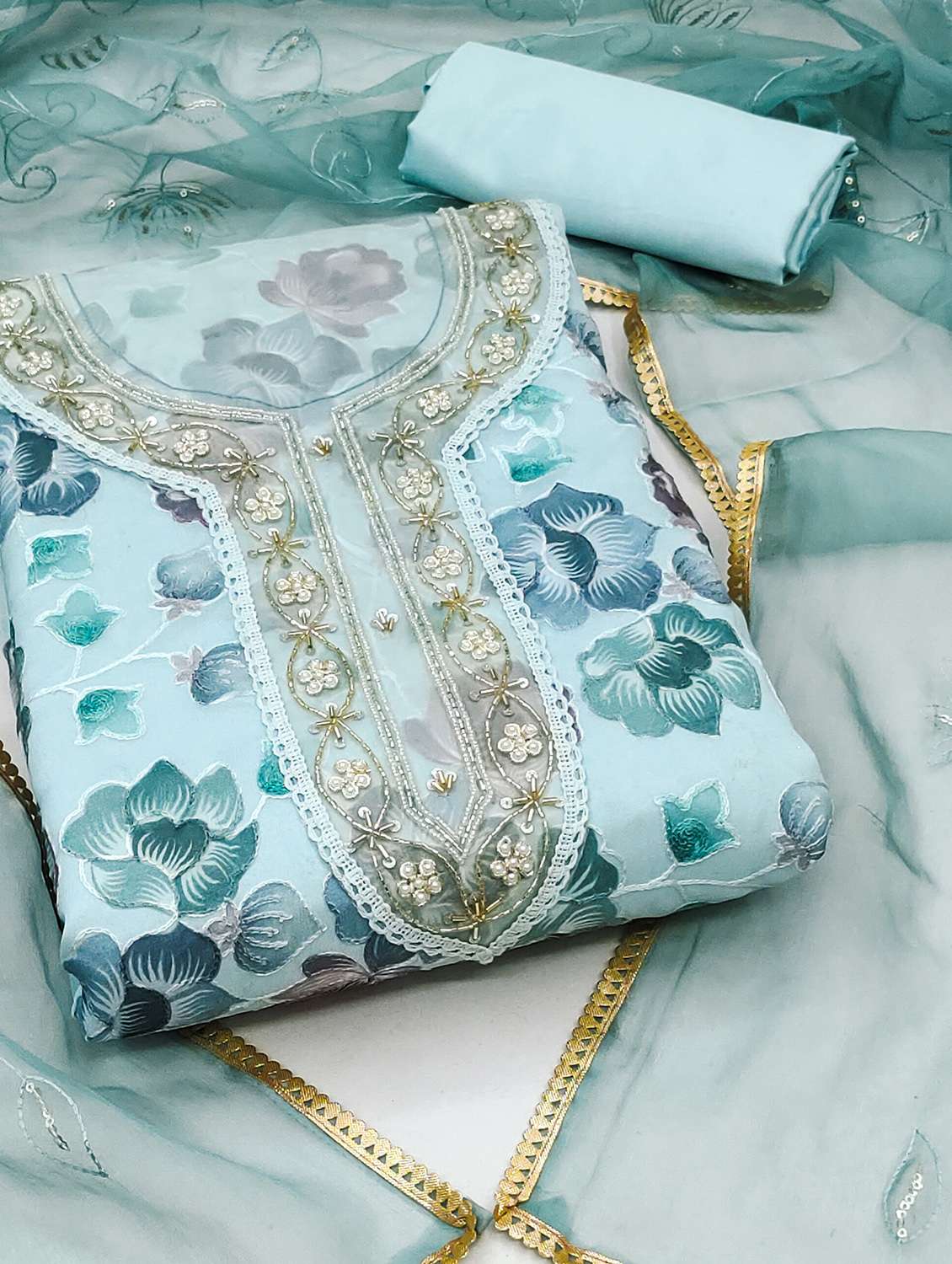 women floral printed unstitched suit set - 22429670 -  Standard Image - 2