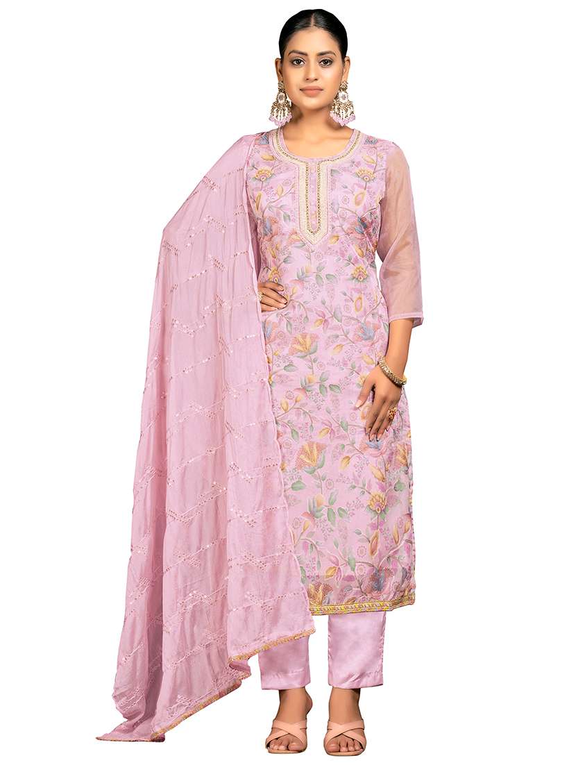 women floral printed unstitched suit set