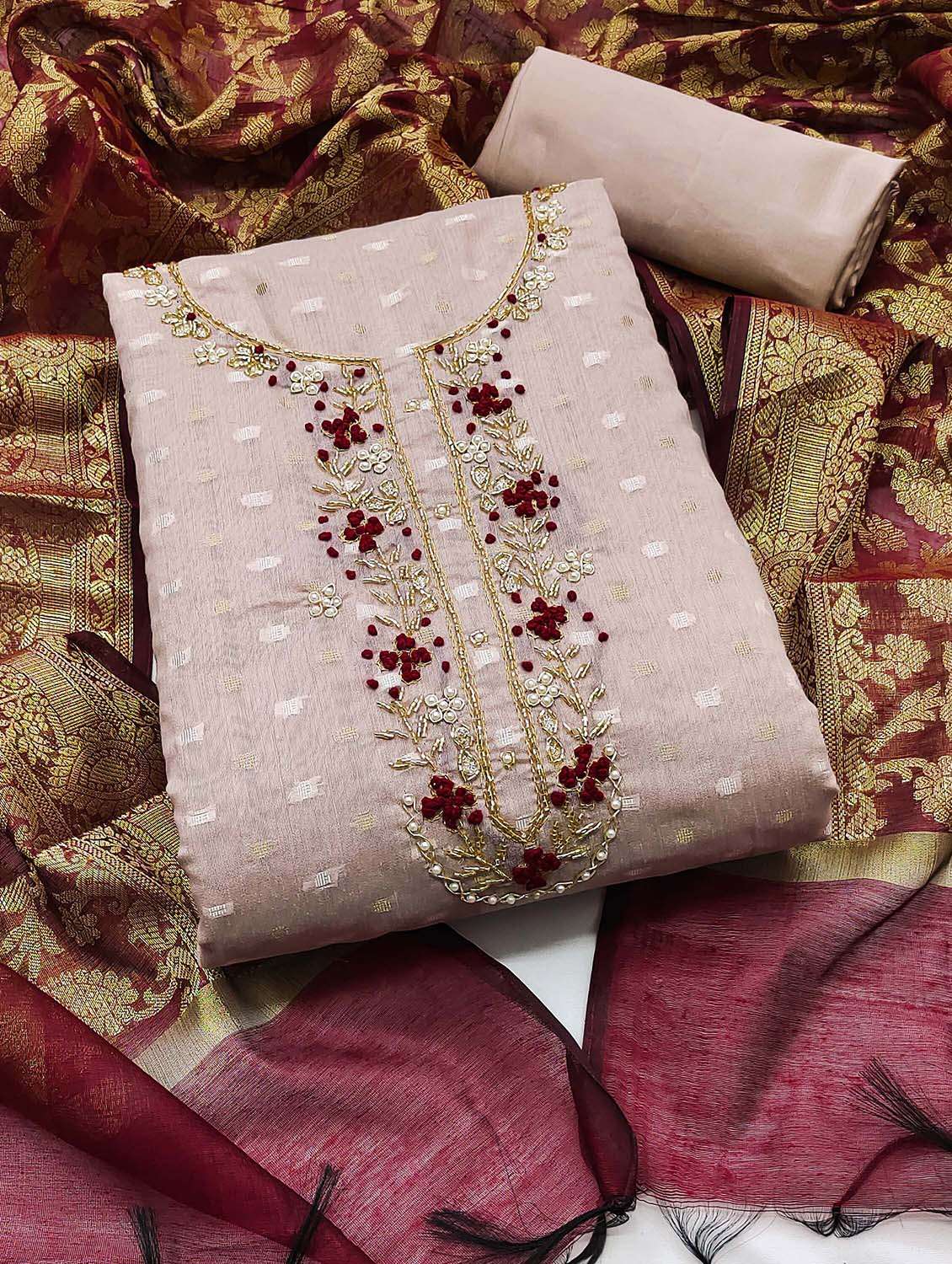 women self design unstitched suit set