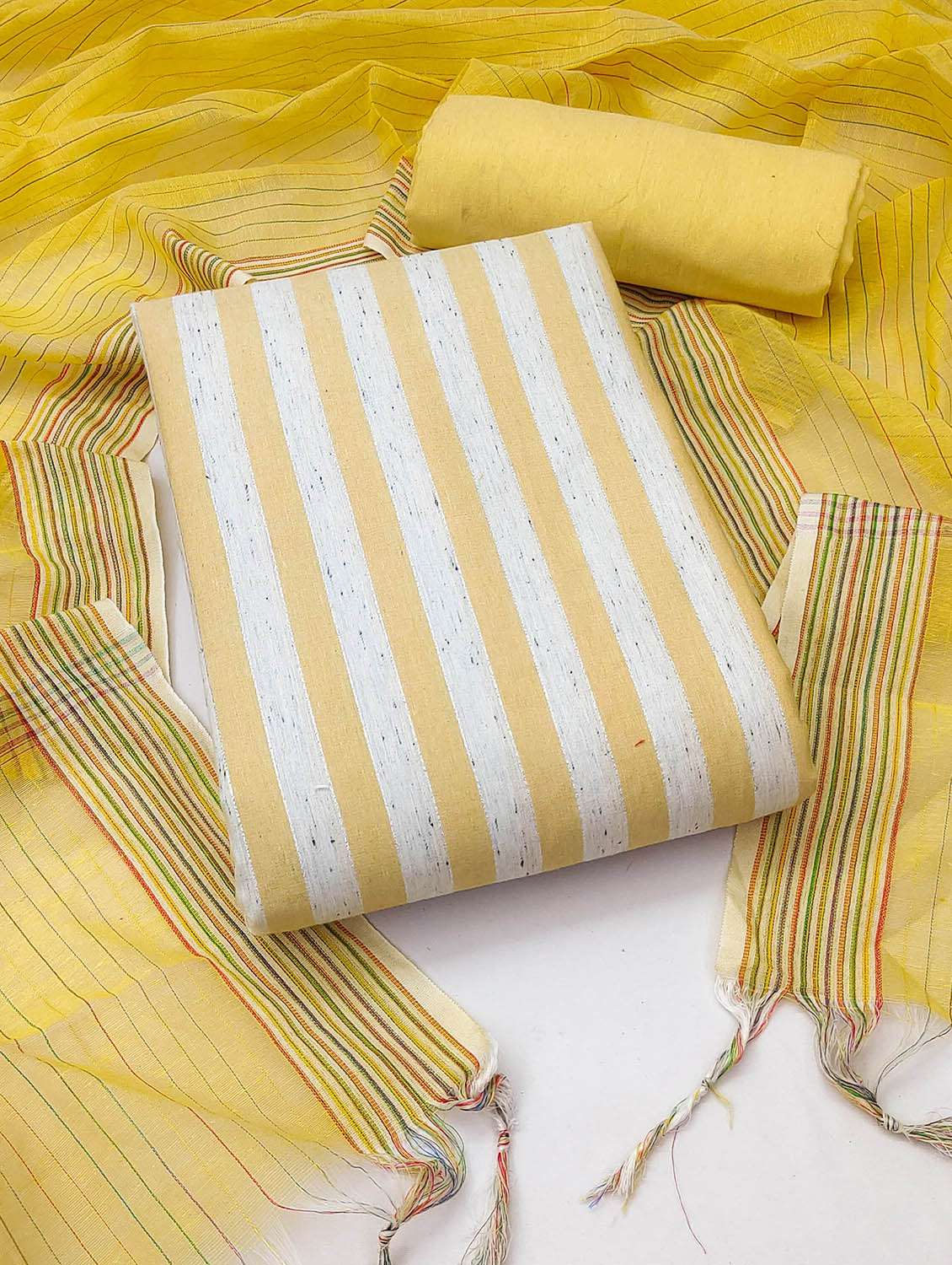 women striped unstitched suit set