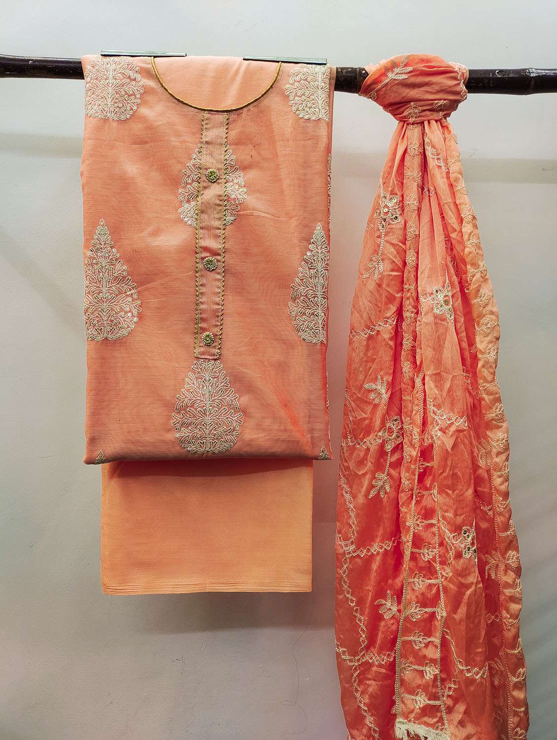 women solid with work unstitched suit set - 22429877 -  Standard Image - 2