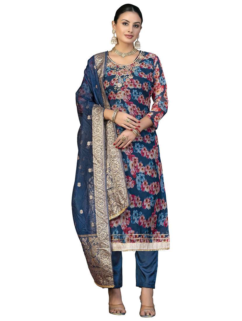 women floral printed unstitched suit set