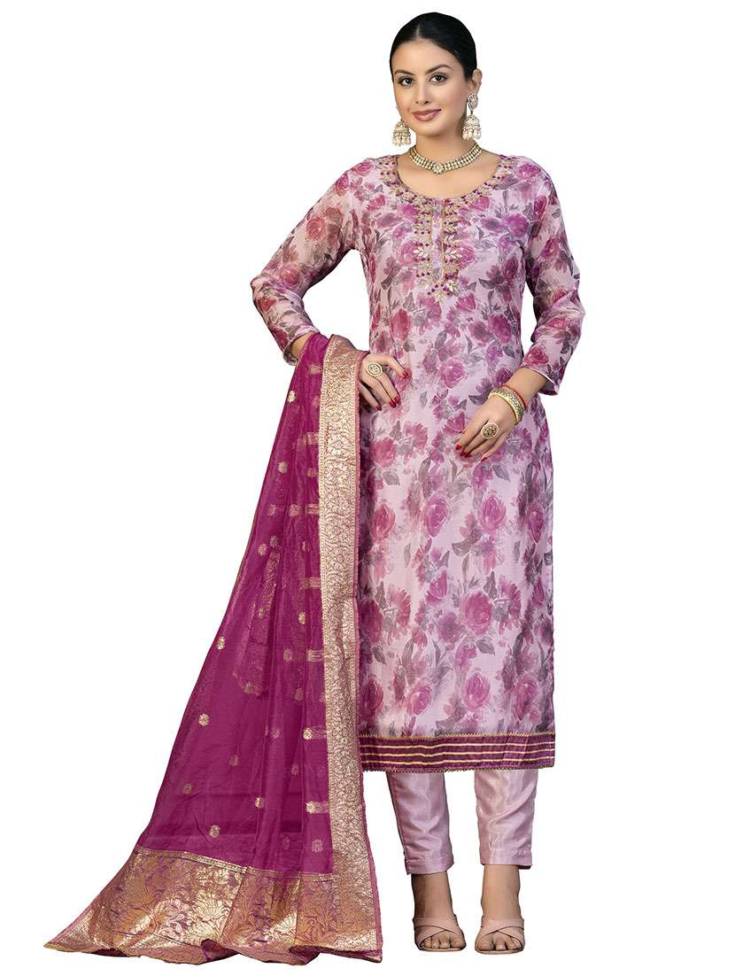 women floral printed unstitched suit set