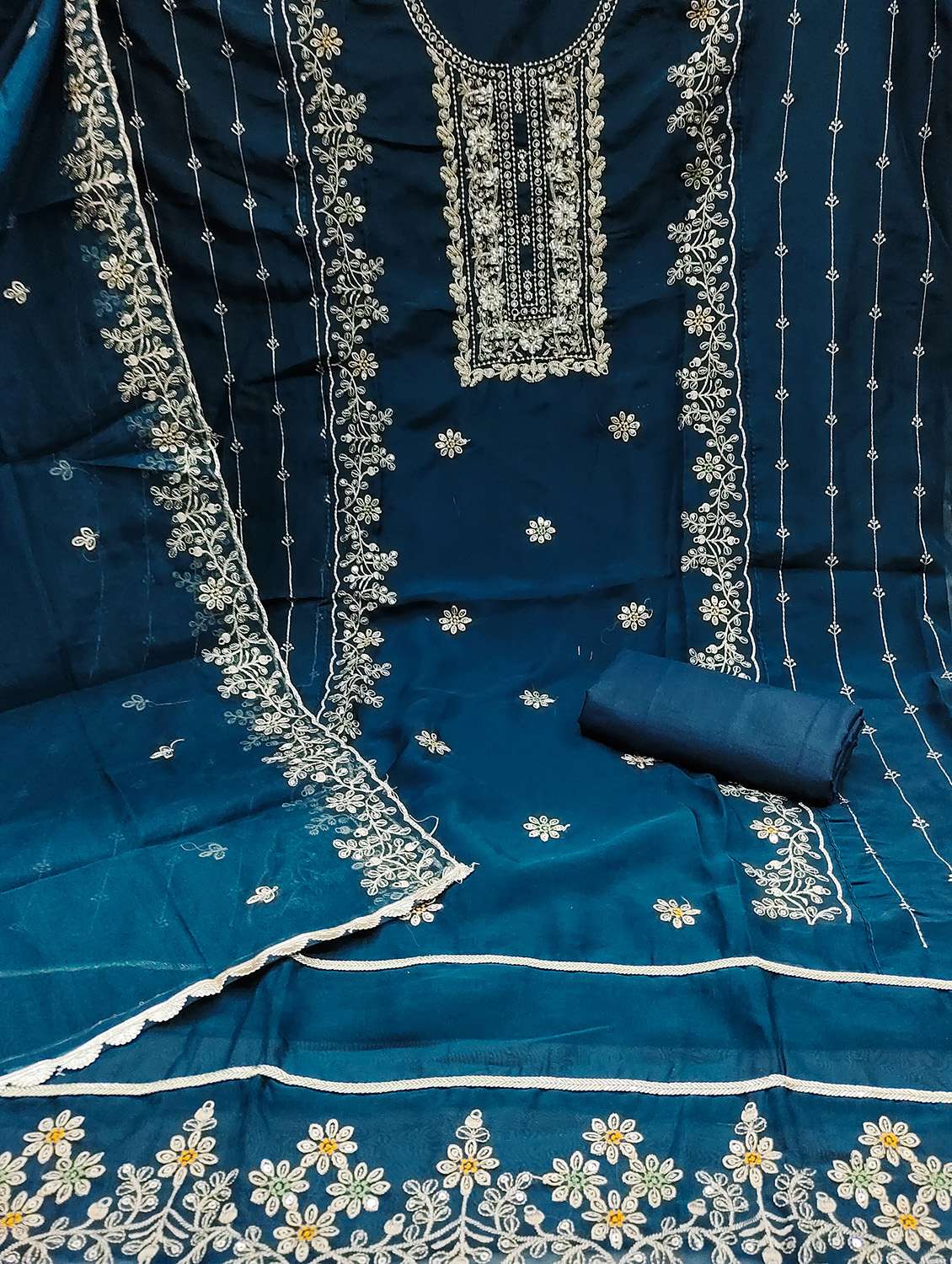 women solid with work unstitched suit set - 22430232 -  Standard Image - 2