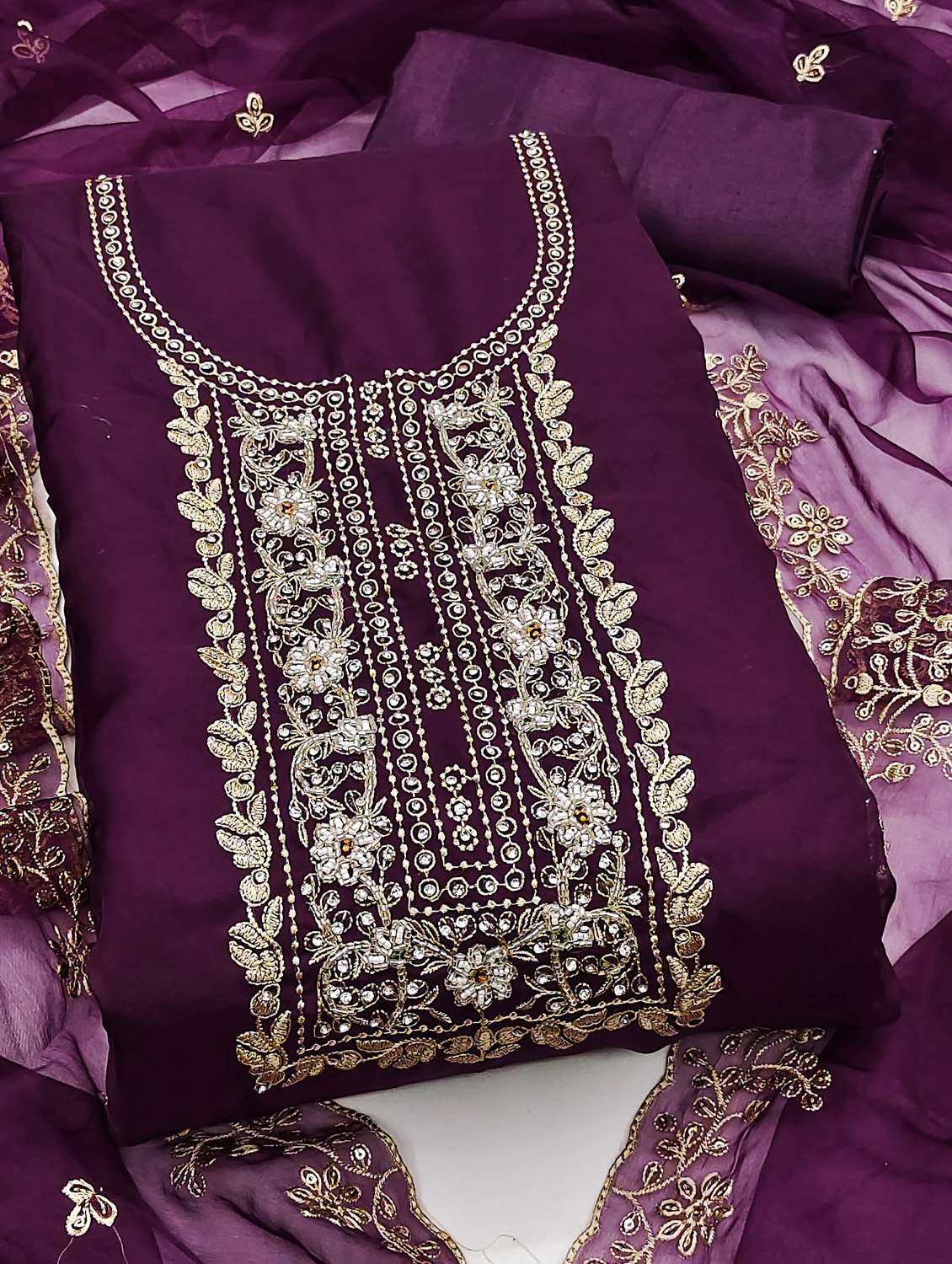 women solid with work unstitched suit set - 22430233 -  Standard Image - 2