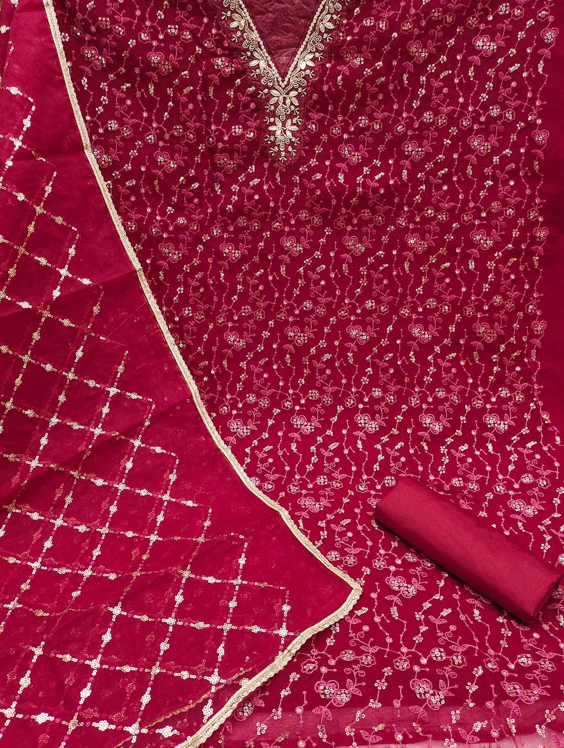 women solid with work unstitched suit set - 22430234 -  Standard Image - 2