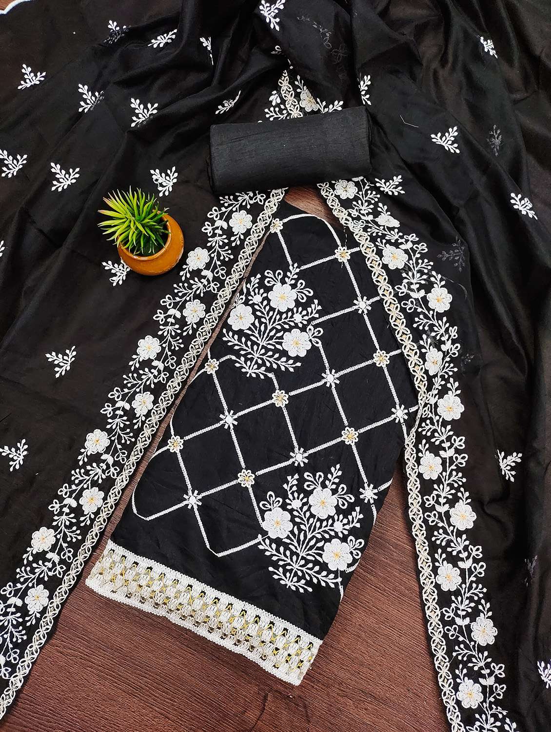 women solid with work unstitched suit set - 22430326 -  Standard Image - 2