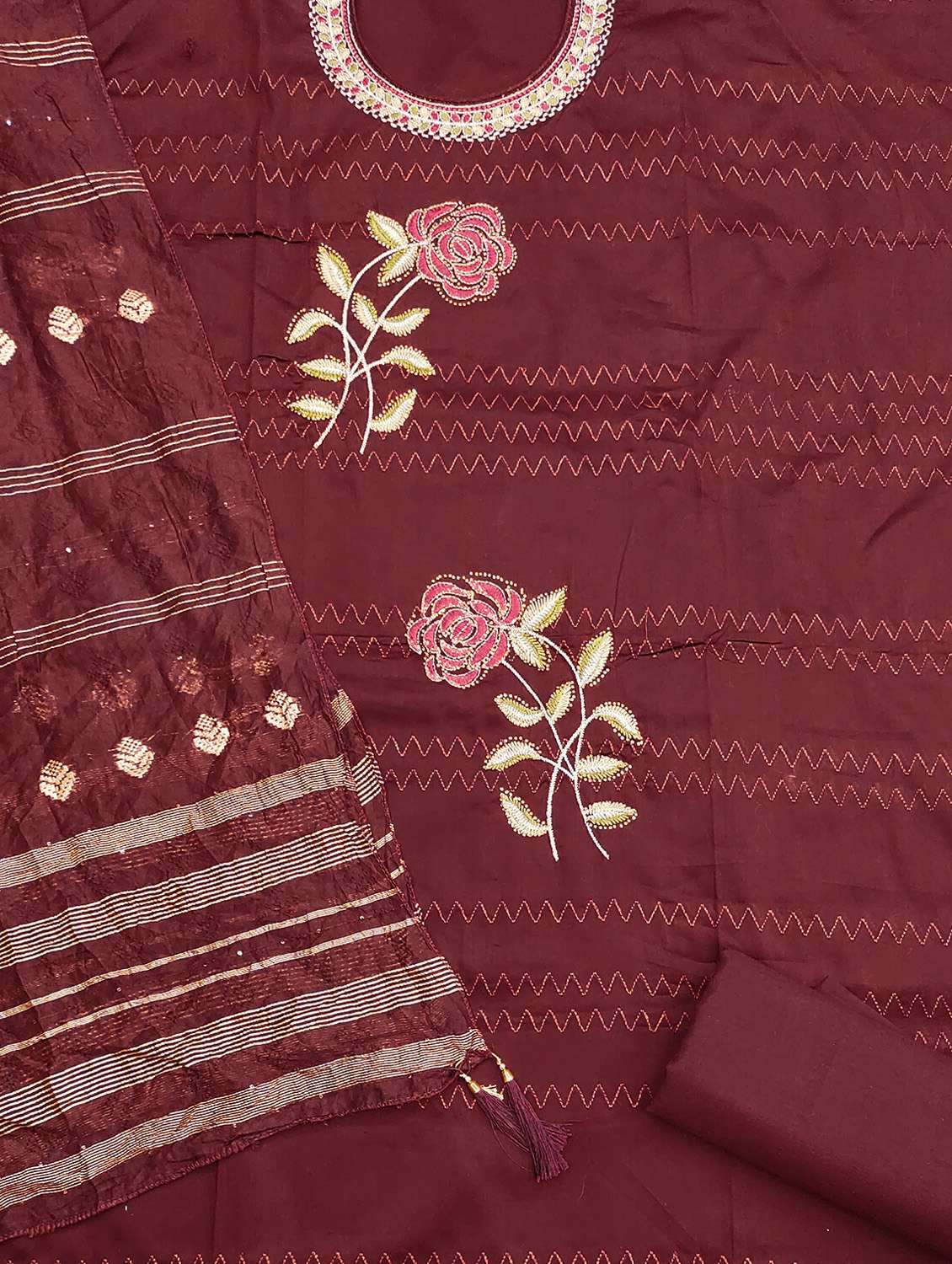 women solid with work unstitched suit set - 22430418 -  Standard Image - 2
