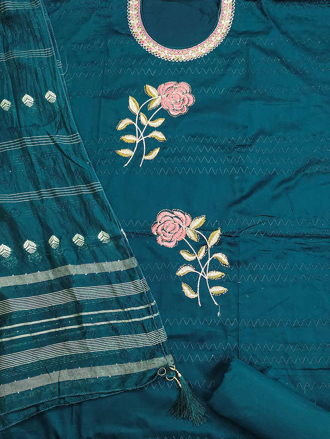 women solid with work unstitched suit set - 22430419 -  Standard Image - 2
