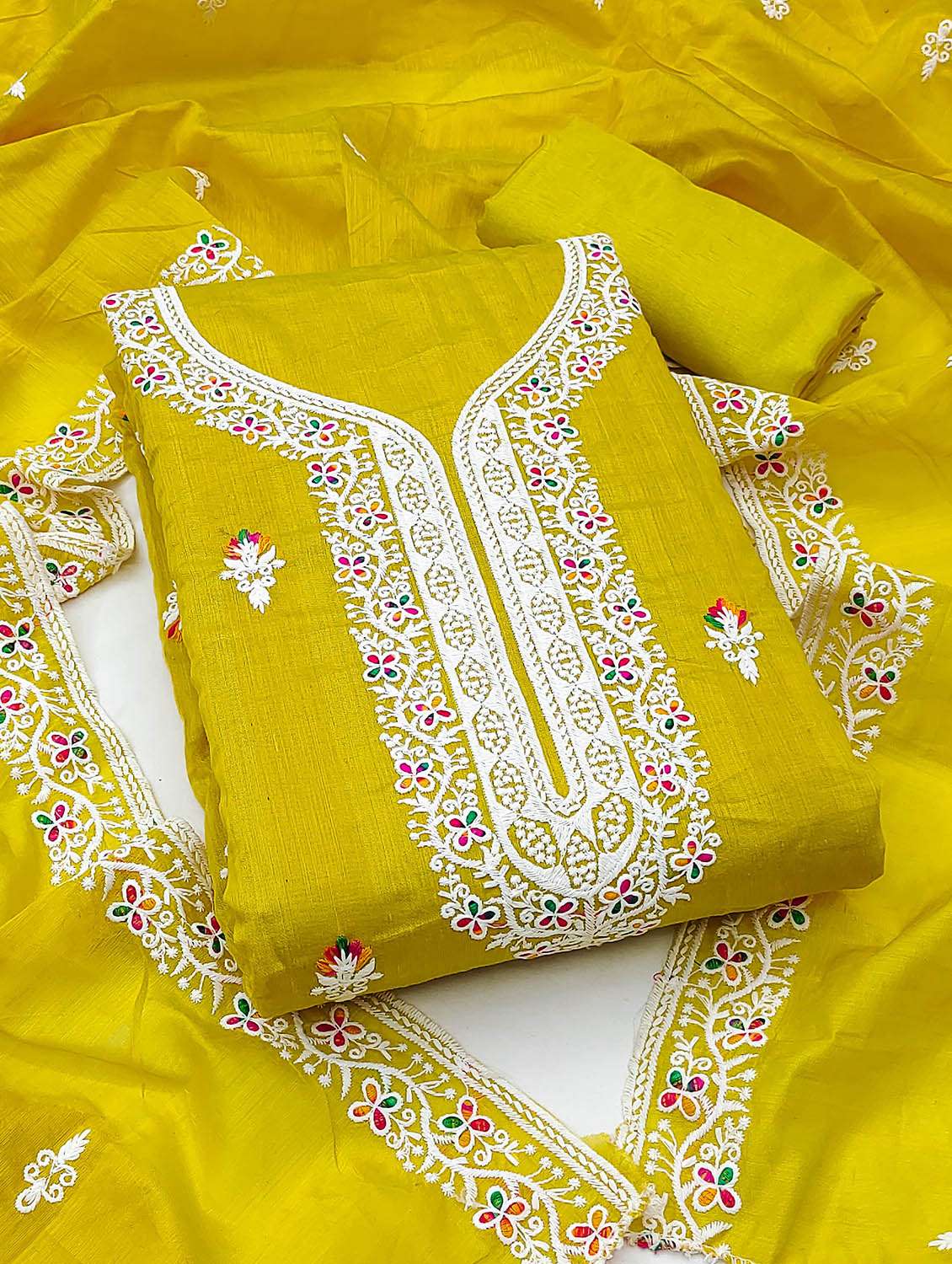 women solid with work unstitched suit set - 22430498 -  Standard Image - 2