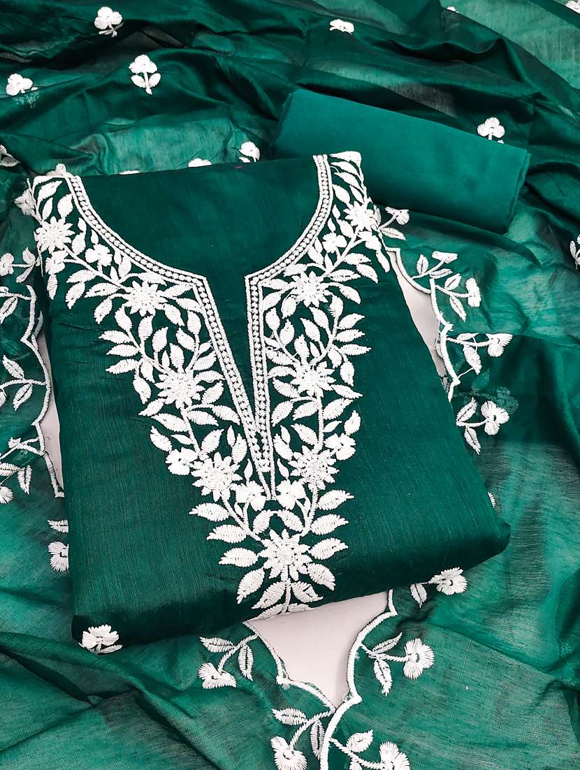 women solid with work unstitched suit set