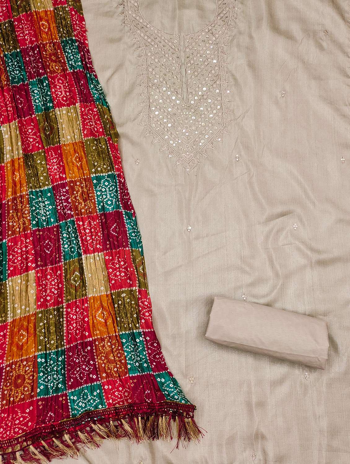 women solid with work unstitched suit set - 22430633 -  Standard Image - 2