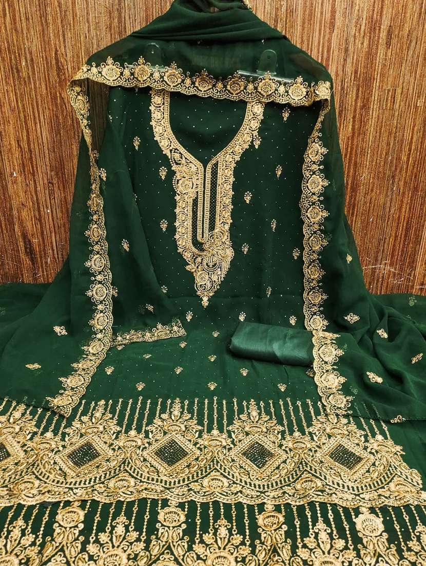 Women Solid With Work Unstitched Suit Set - 22430653 -  Standard Image - 2
