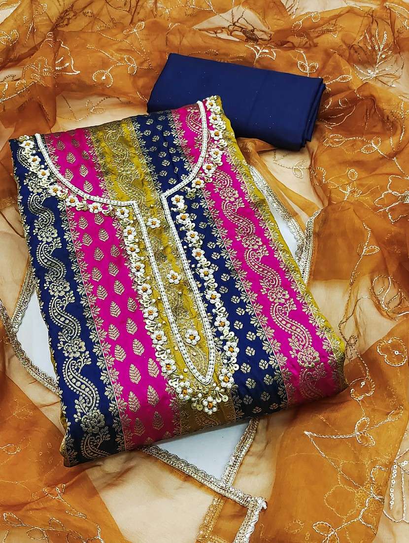 women self design unstitched suit set