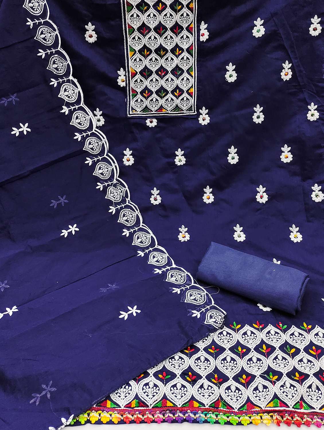 women solid with work unstitched suit set - 22430866 -  Standard Image - 2