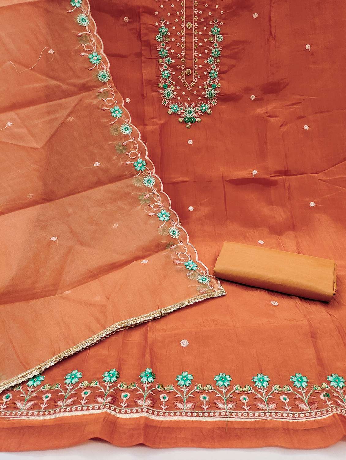 women solid with work unstitched suit set - 22430896 -  Standard Image - 2