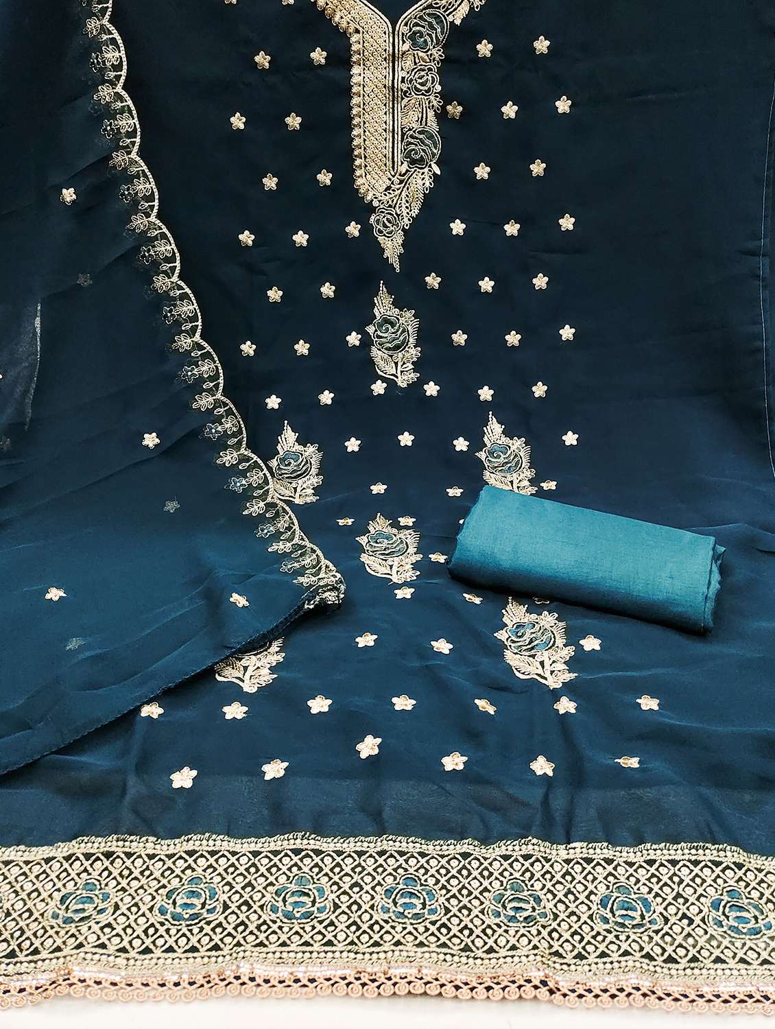 women solid with work unstitched suit set - 22430982 -  Standard Image - 2