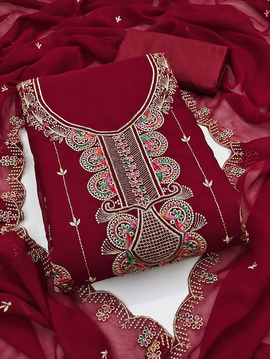 women solid with work unstitched suit set - 22431019 -  Standard Image - 2