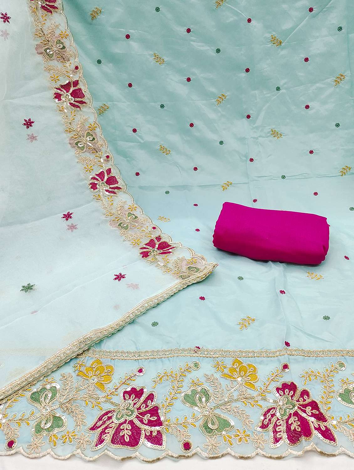 women solid with work unstitched suit set - 22431025 -  Standard Image - 2