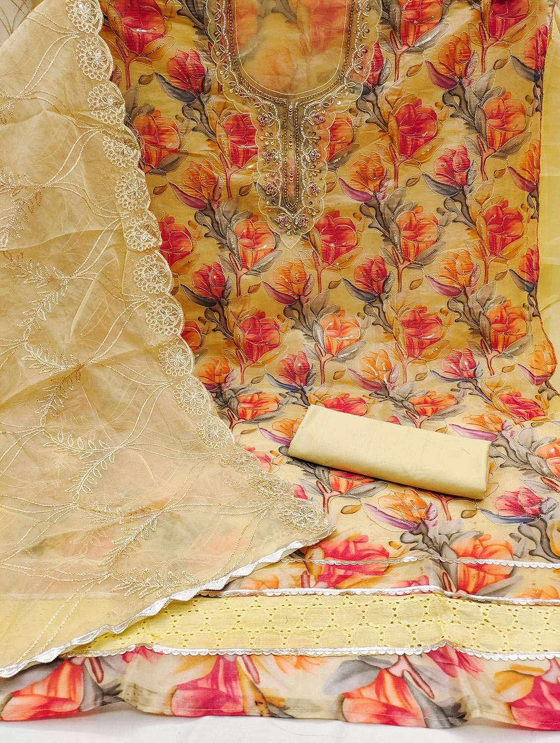 women floral printed unstitched suit set - 22431051 -  Standard Image - 2