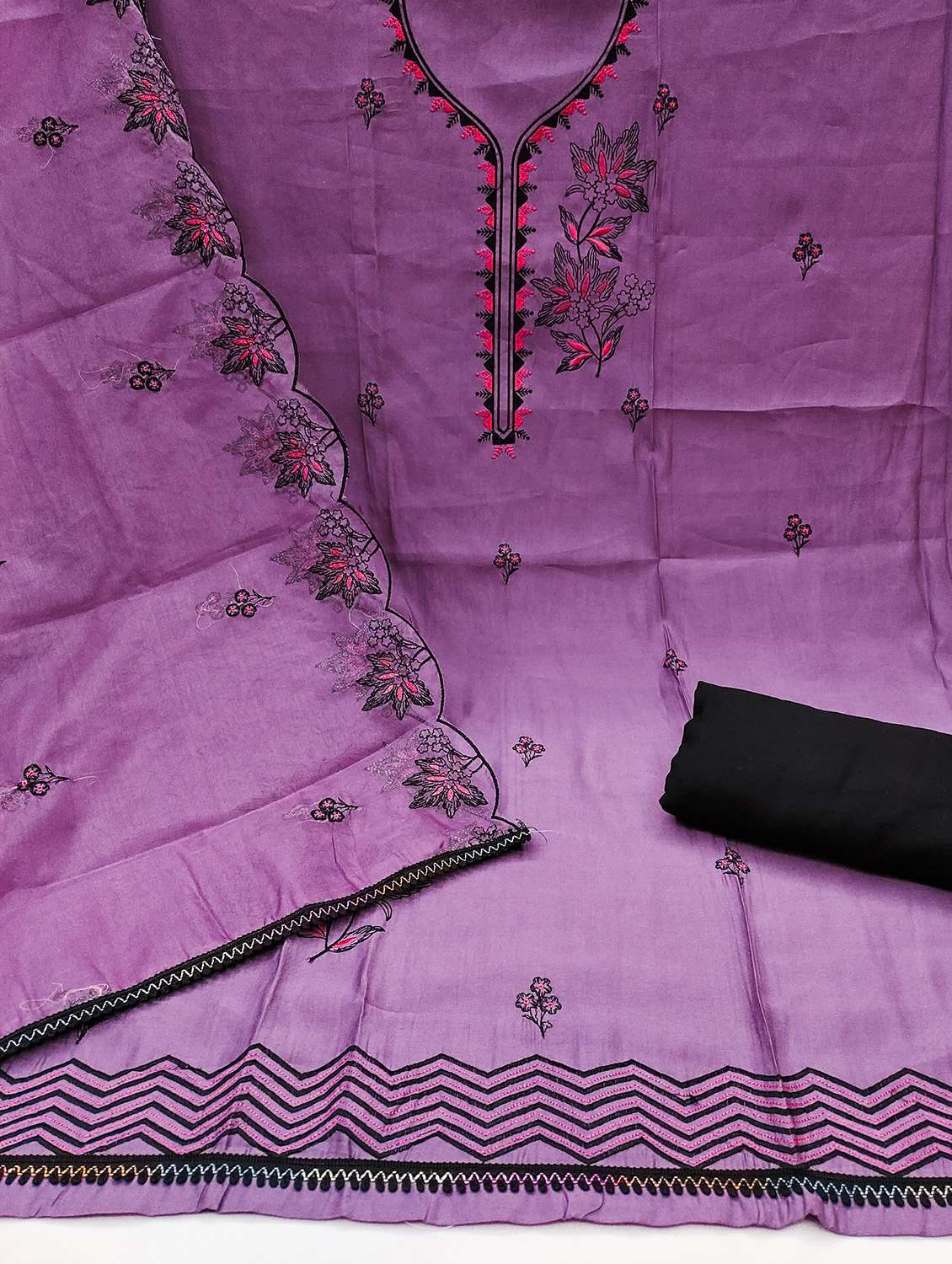 women solid with work unstitched suit set - 22431054 -  Standard Image - 2