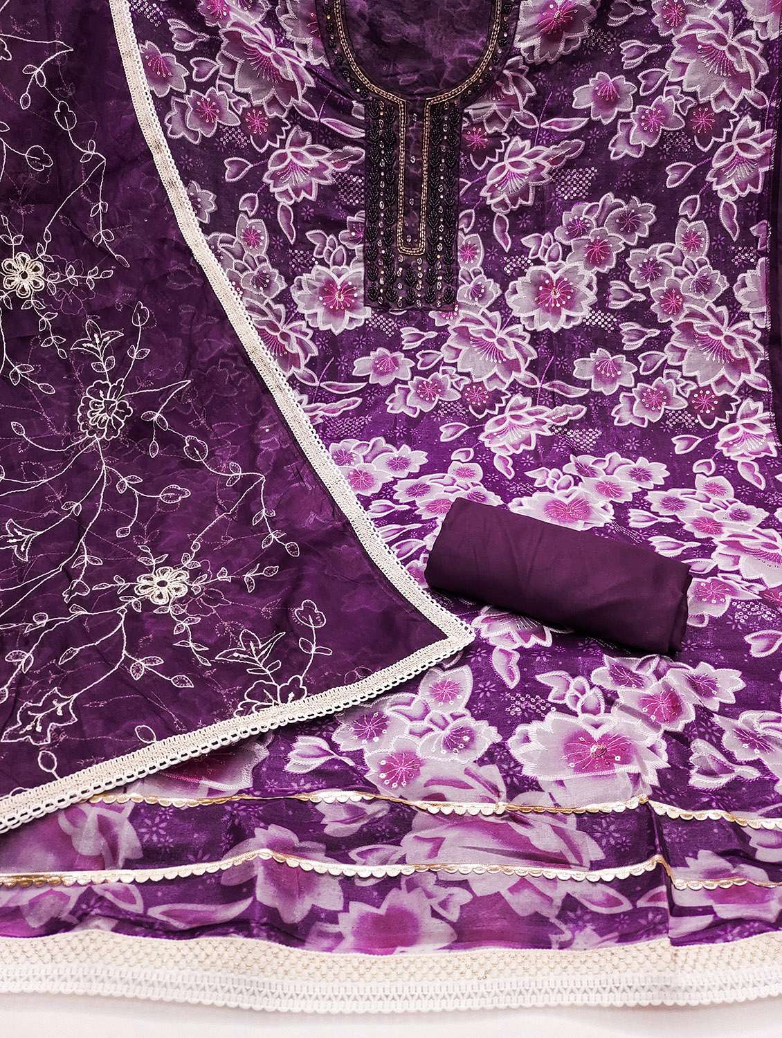 Women Floral Printed Unstitched Suit Set - 22431141 -  Standard Image - 2