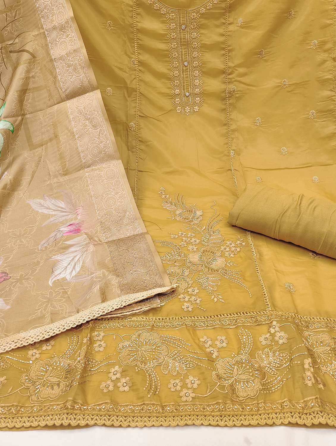 women solid with work unstitched suit set - 22431191 -  Standard Image - 2