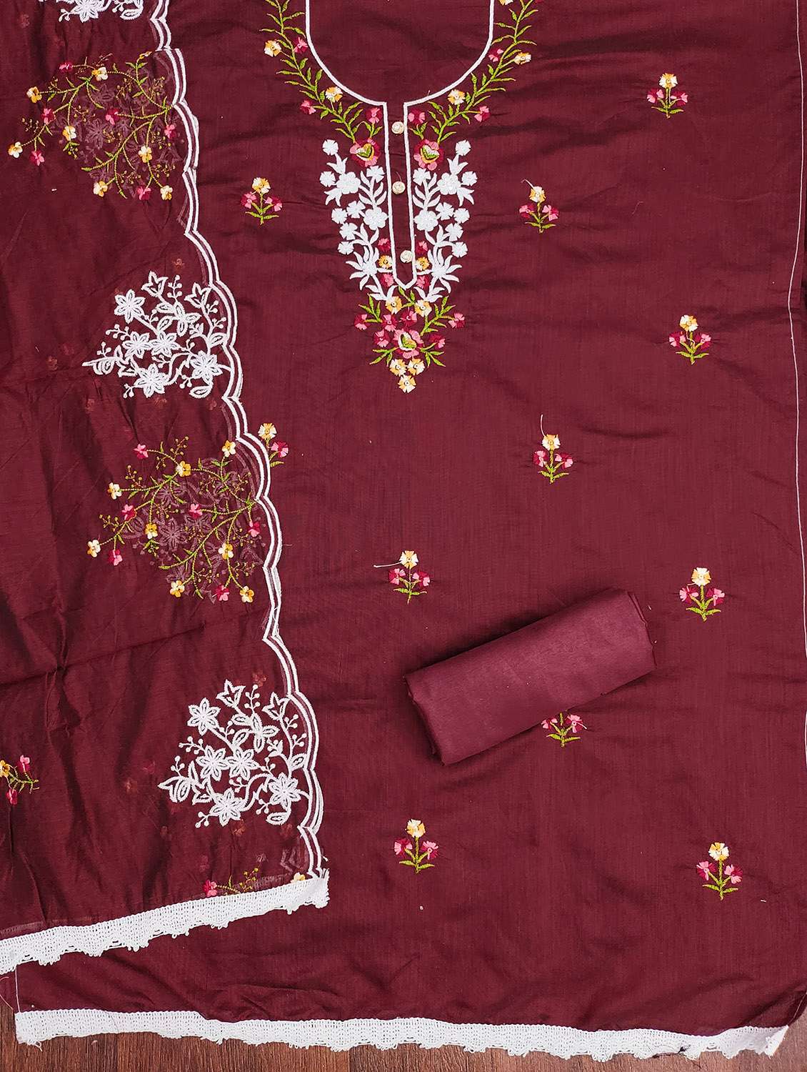 women solid with work unstitched suit set - 22431244 -  Standard Image - 2