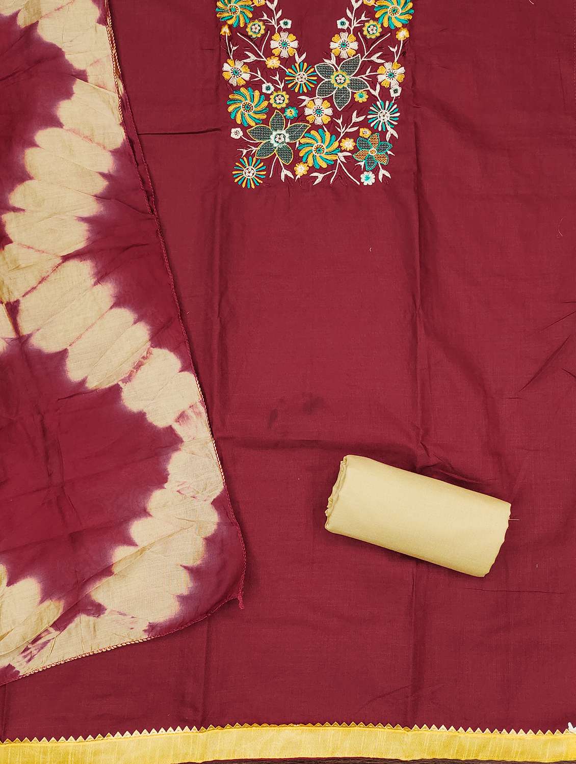 women solid with work unstitched suit set - 22431530 -  Standard Image - 2