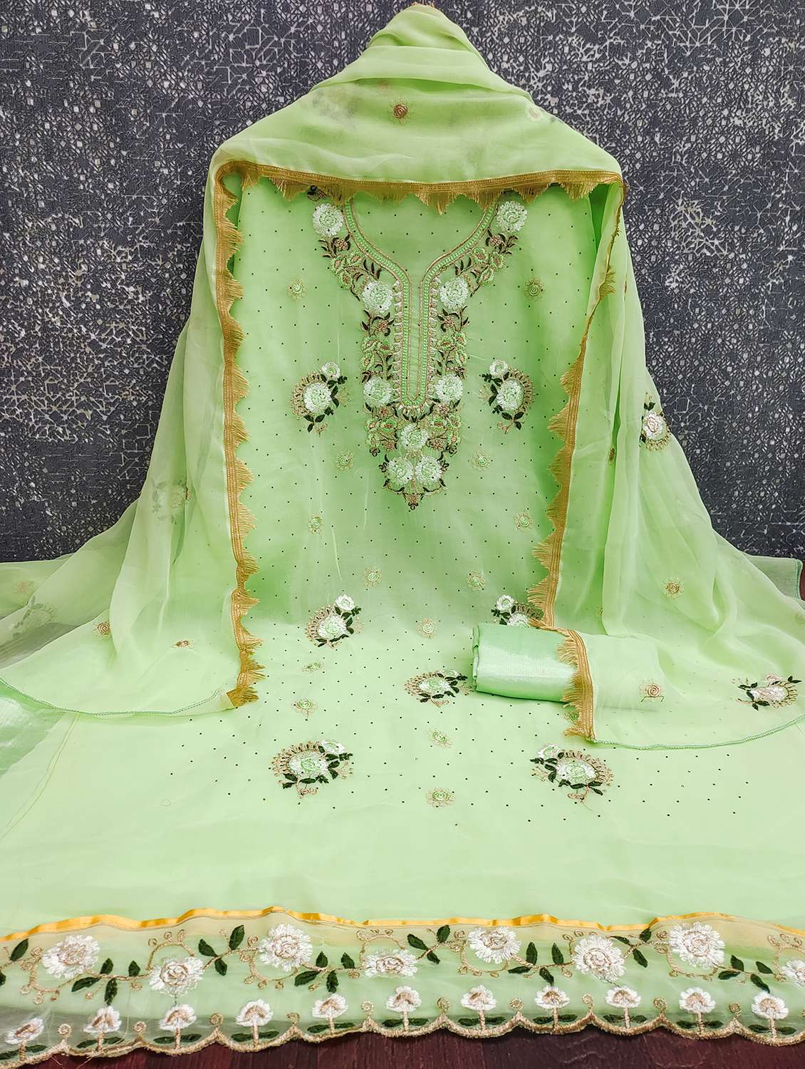 women solid with work unstitched suit set - 22431672 -  Standard Image - 2