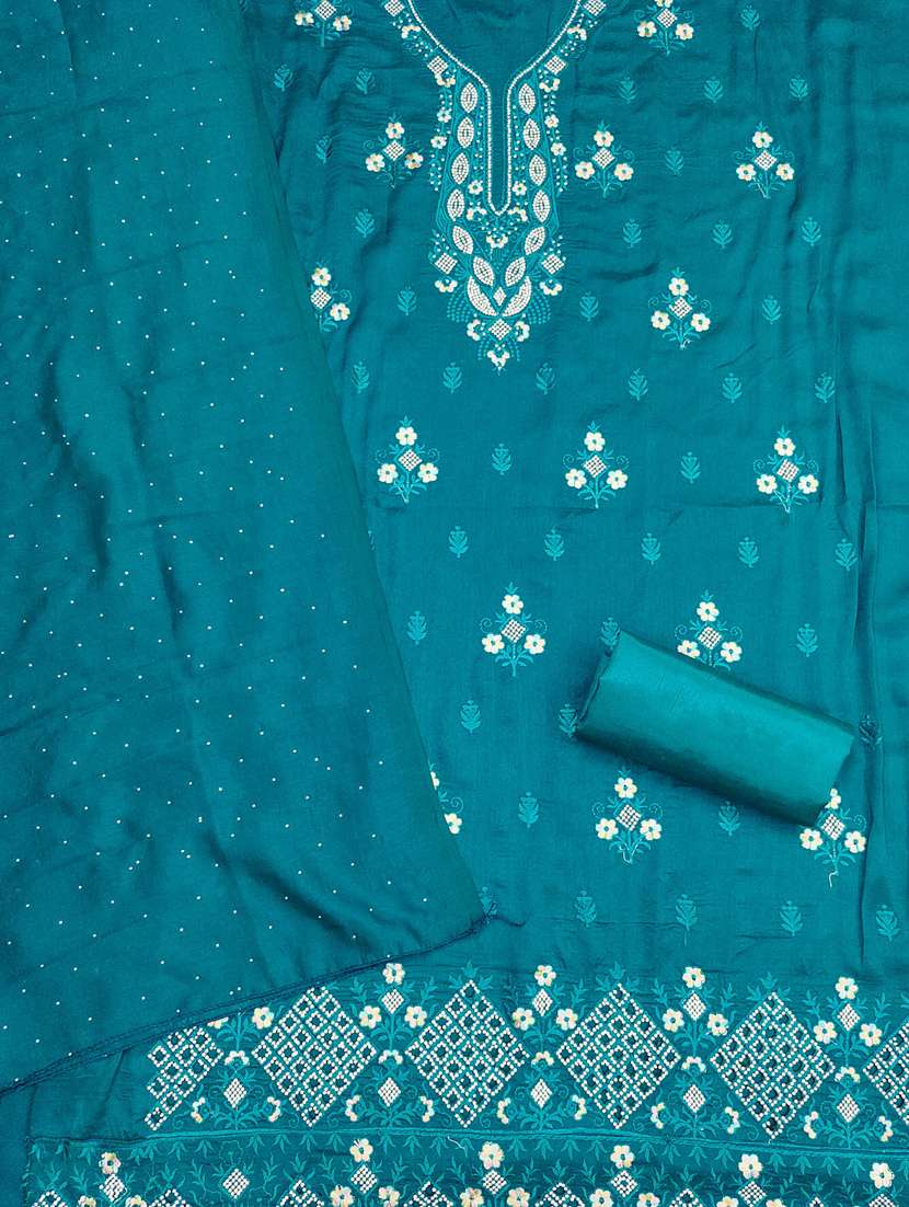 Women Solid With Work Unstitched Suit Set - 22431825 -  Standard Image - 2