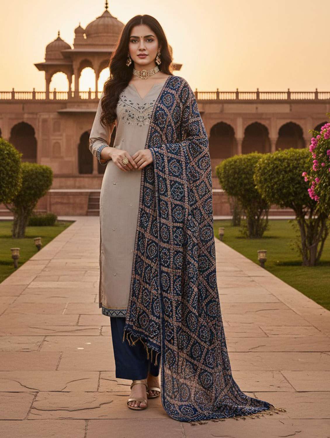 women solid with work unstitched suit set - 22431870 -  Standard Image - 2