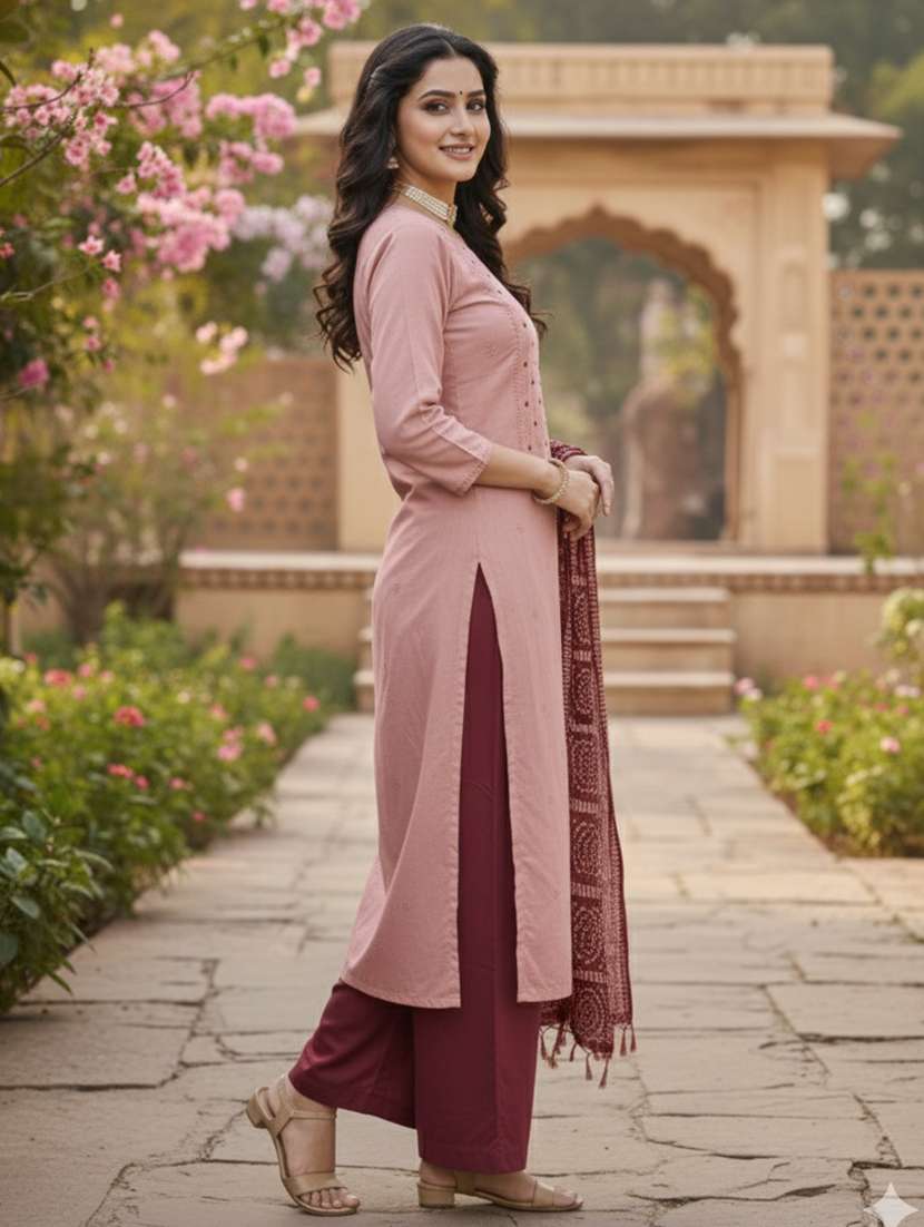 women solid with work unstitched suit set - 22431872 -  Standard Image - 2