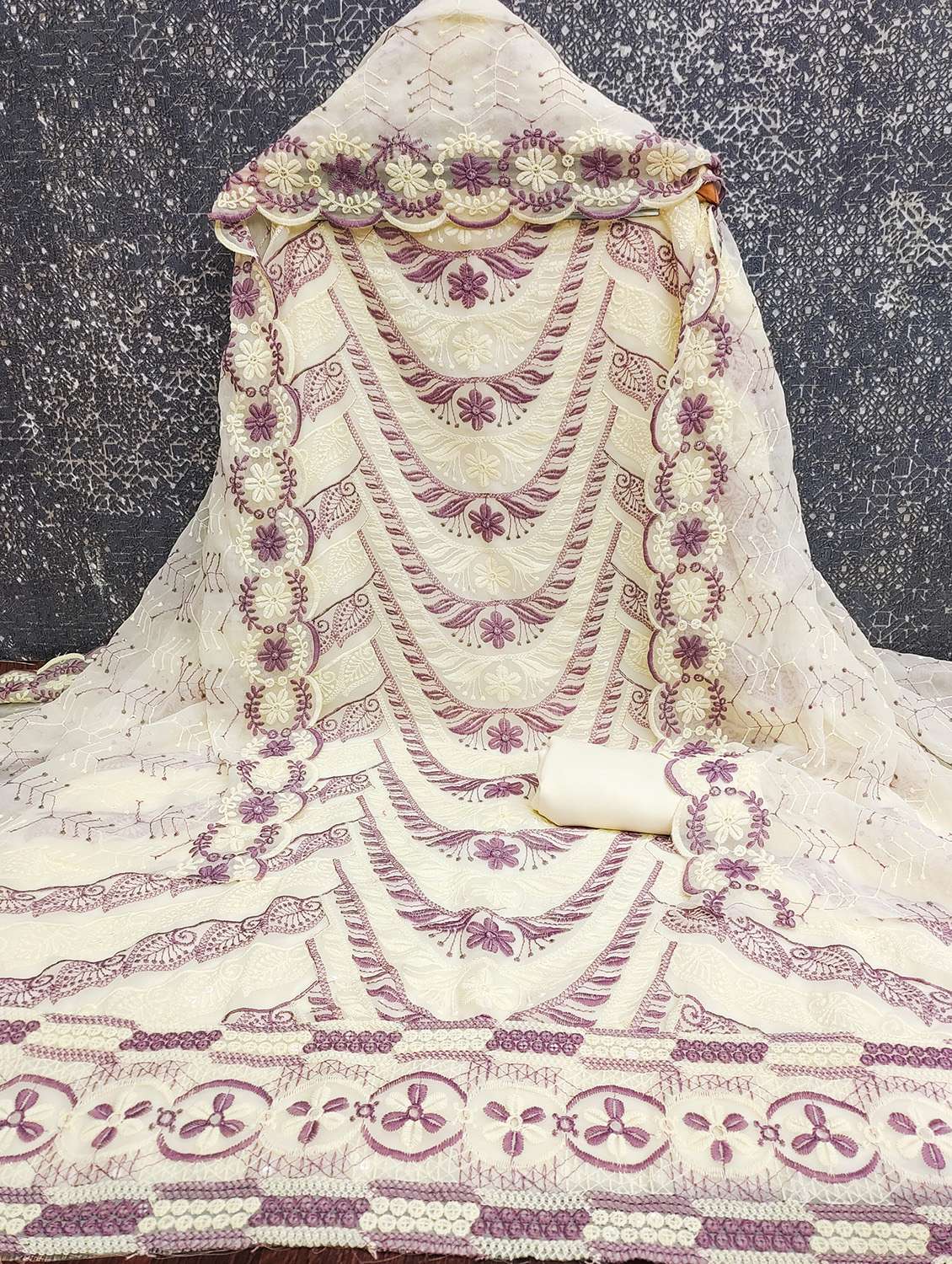 women solid with work unstitched suit set - 22431910 -  Standard Image - 2