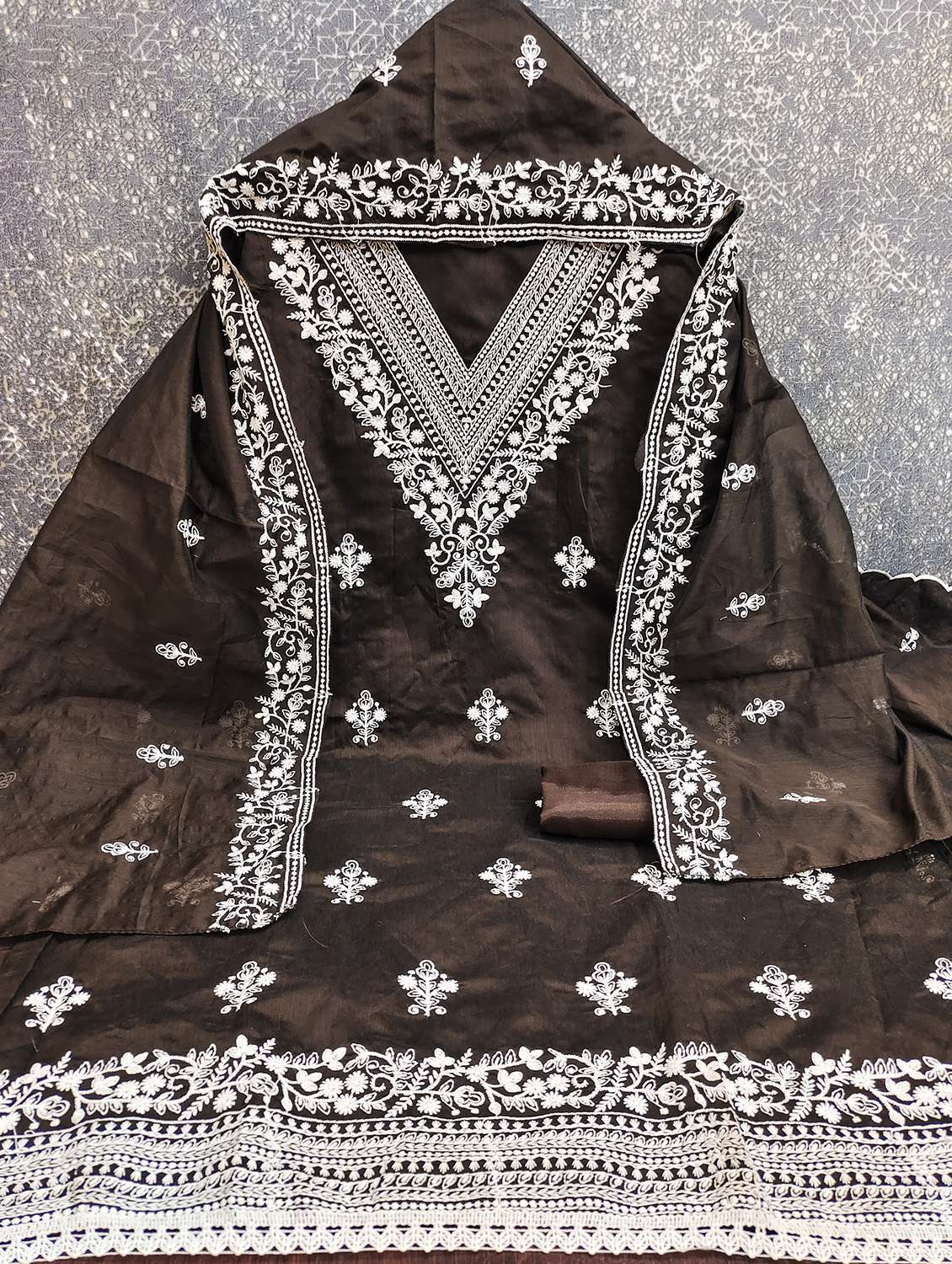 women solid with work unstitched suit set - 22431919 -  Standard Image - 2