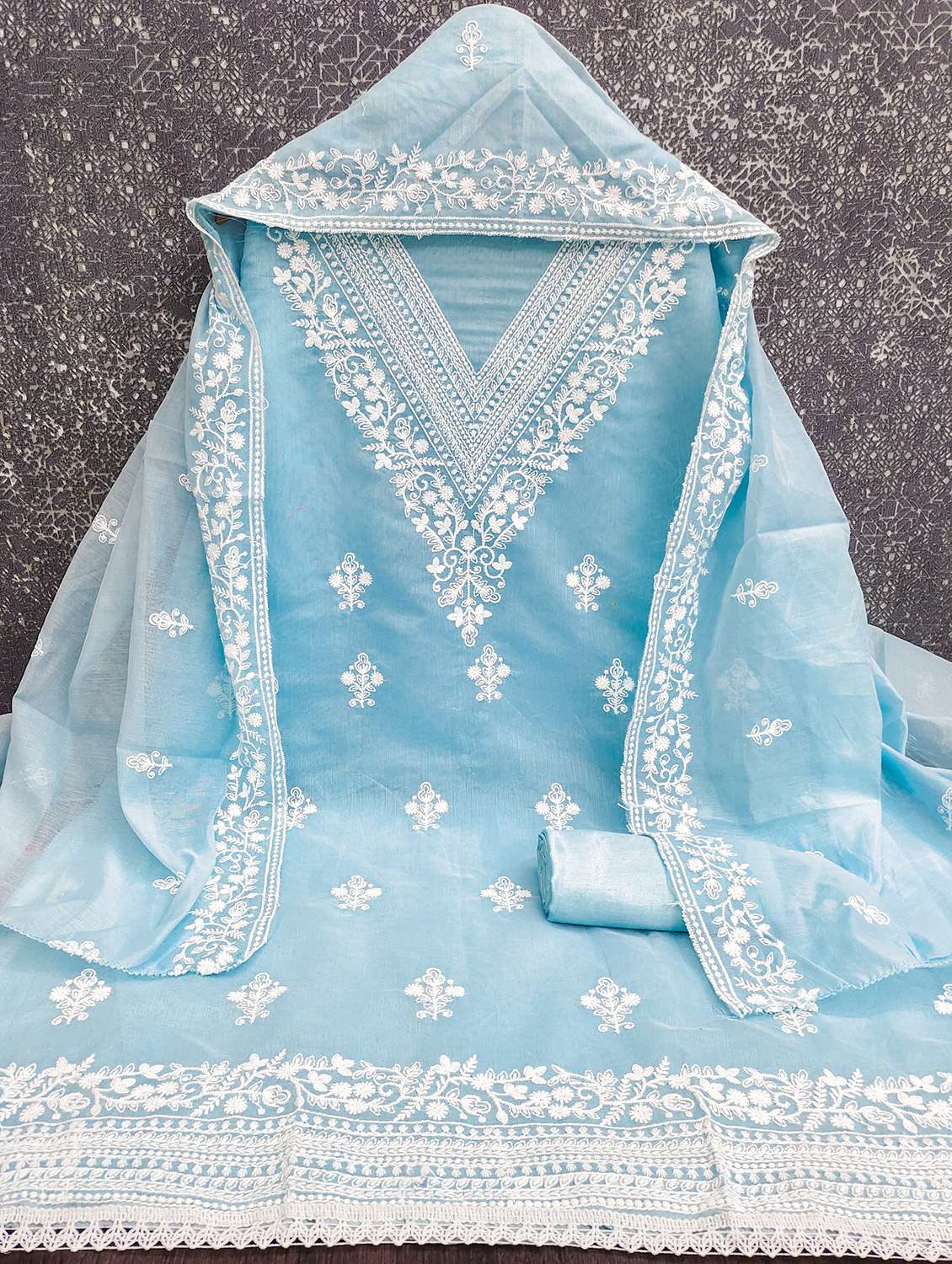 women solid with work unstitched suit set - 22431920 -  Standard Image - 2