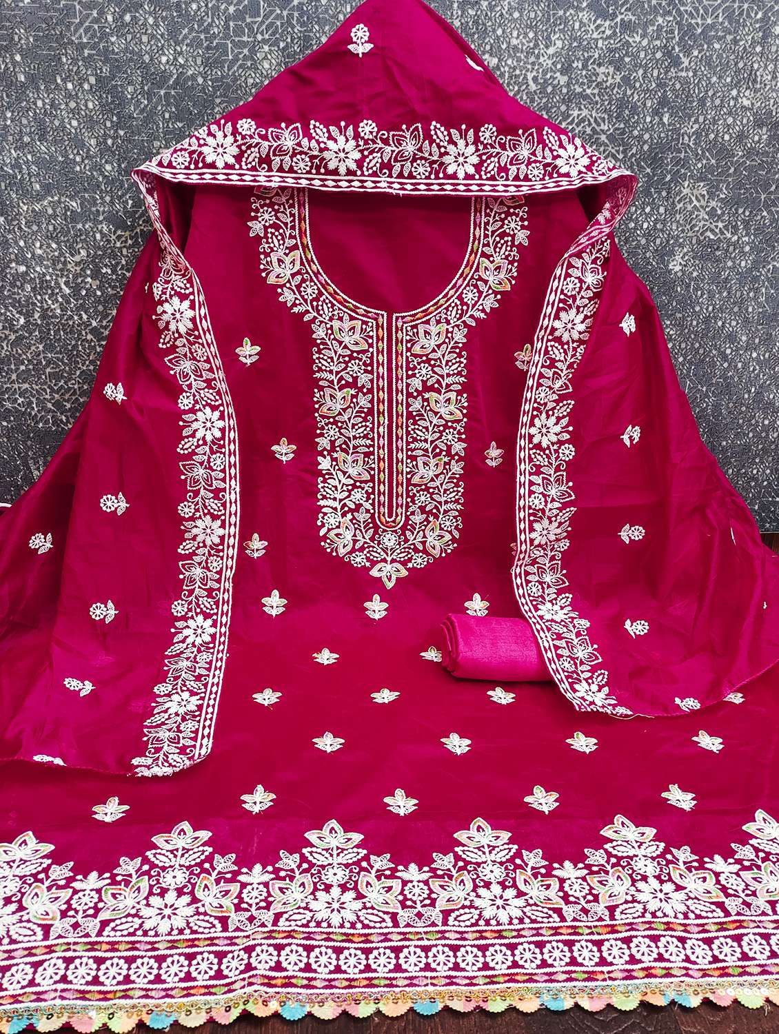 women solid with work unstitched suit set - 22431931 -  Standard Image - 2