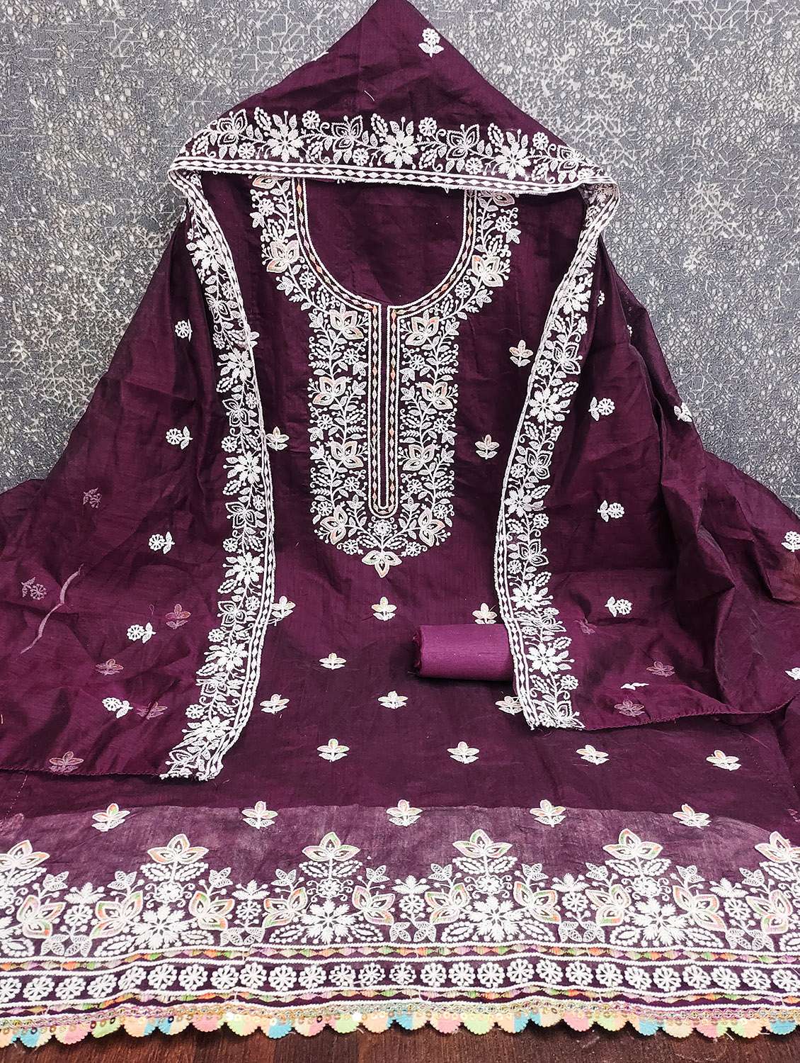 women solid with work unstitched suit set - 22431932 -  Standard Image - 2