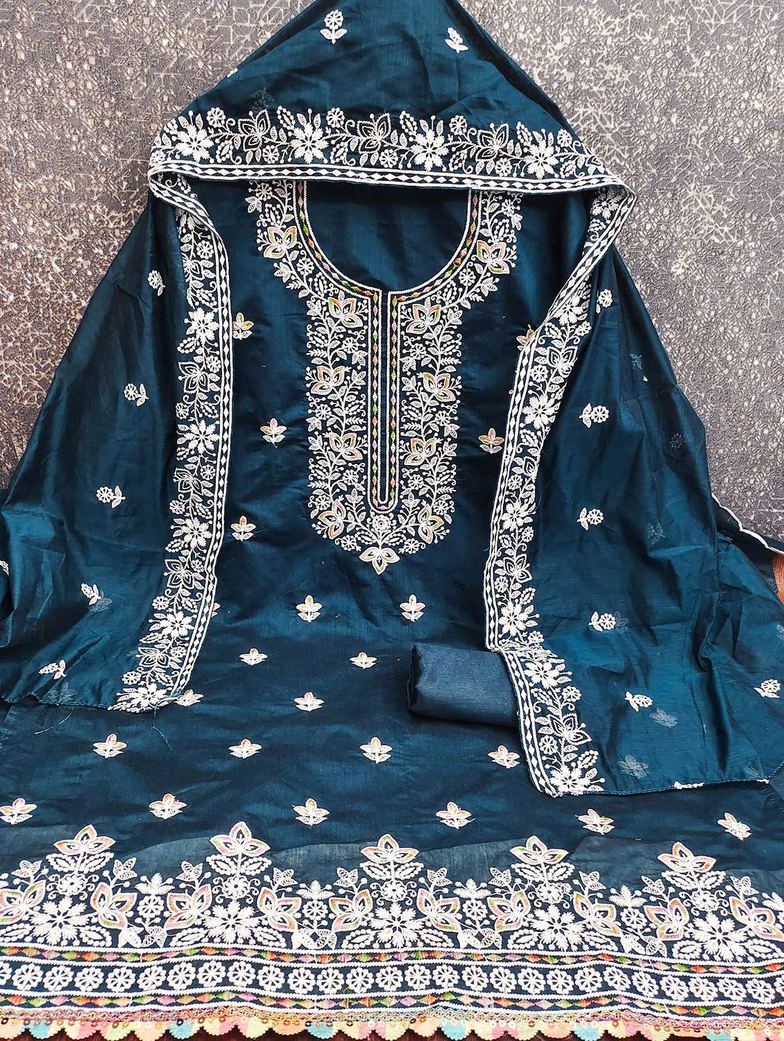 women solid with work unstitched suit set - 22431933 -  Standard Image - 2