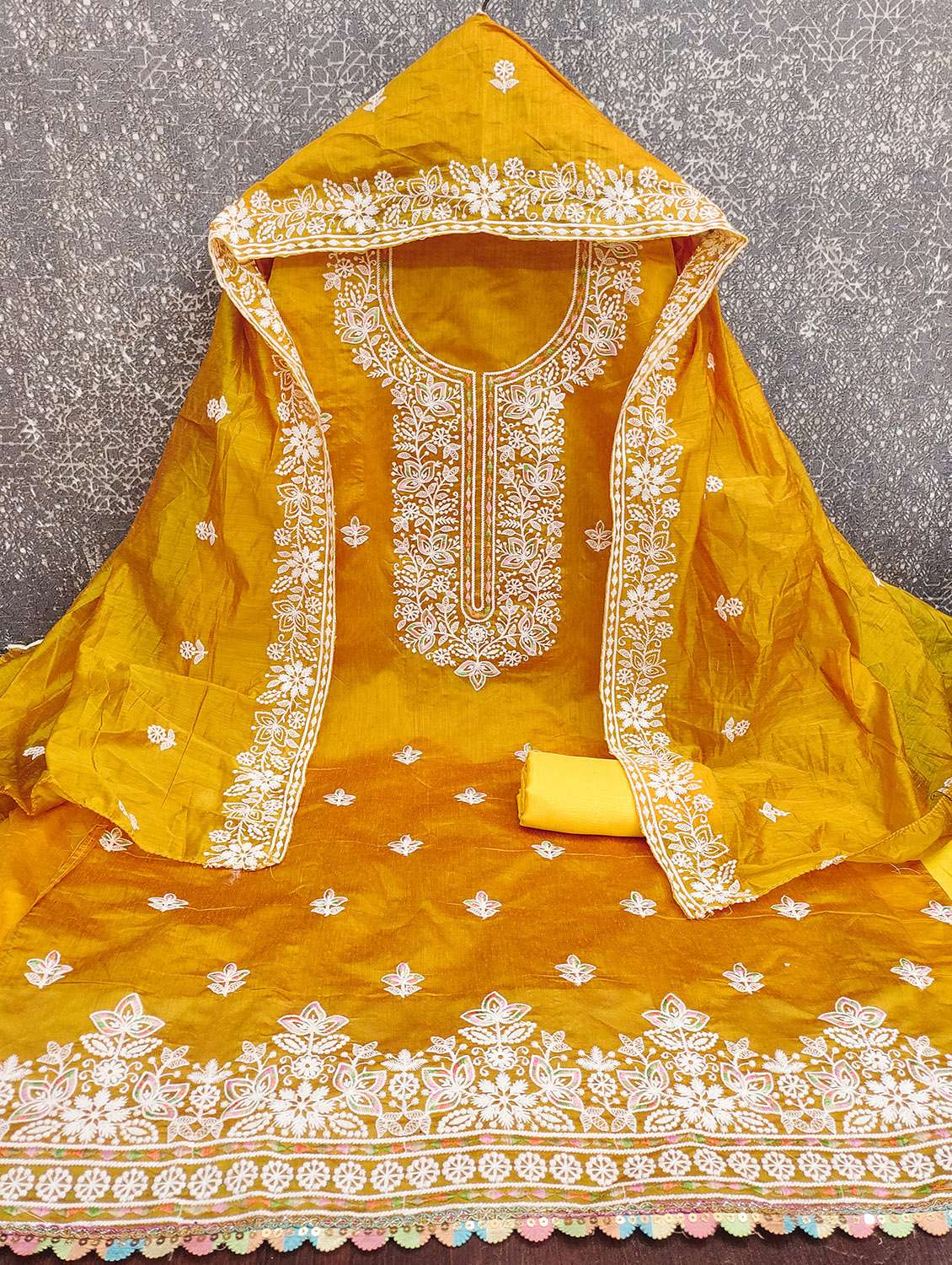 women solid with work unstitched suit set - 22431934 -  Standard Image - 2