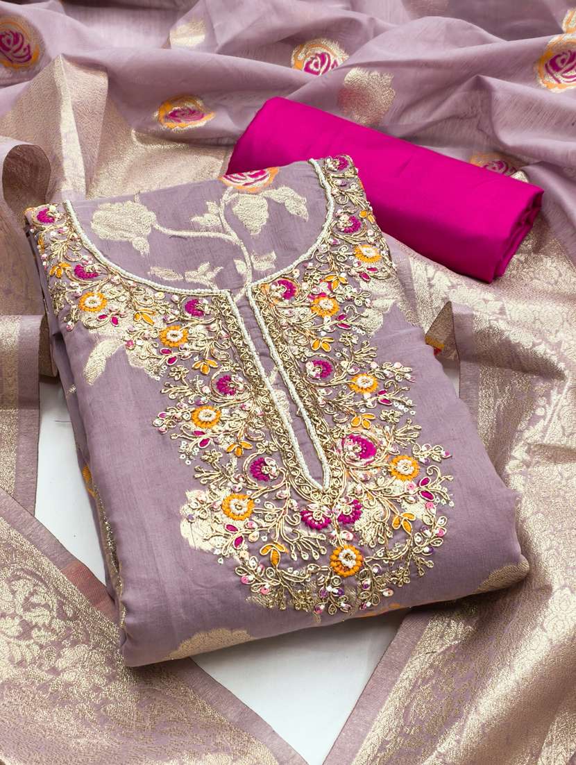 women self design unstitched suit set