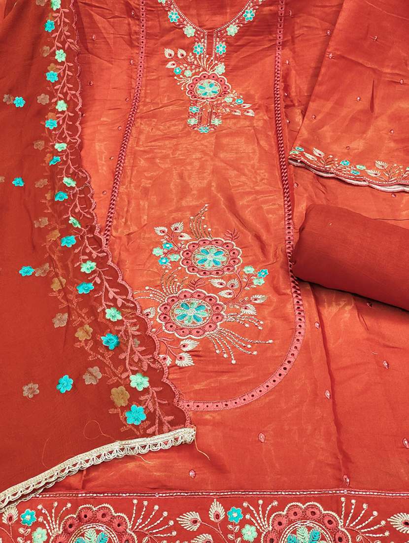 women solid with work unstitched suit set - 22431999 -  Standard Image - 2