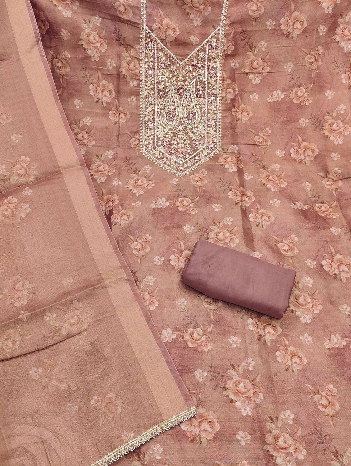women floral printed unstitched suit set - 22432079 -  Standard Image - 2