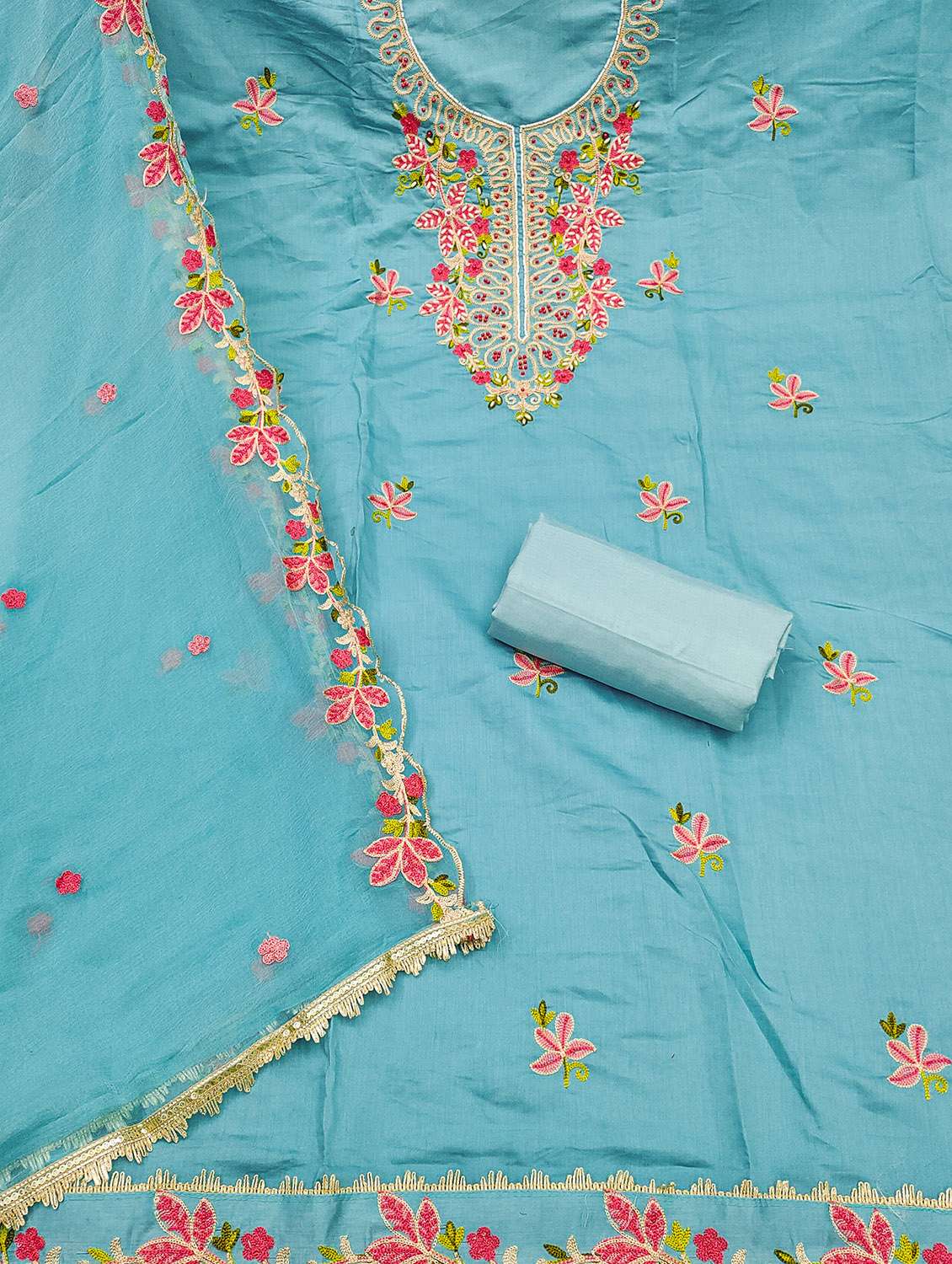 women solid with work unstitched suit set - 22432084 -  Standard Image - 2