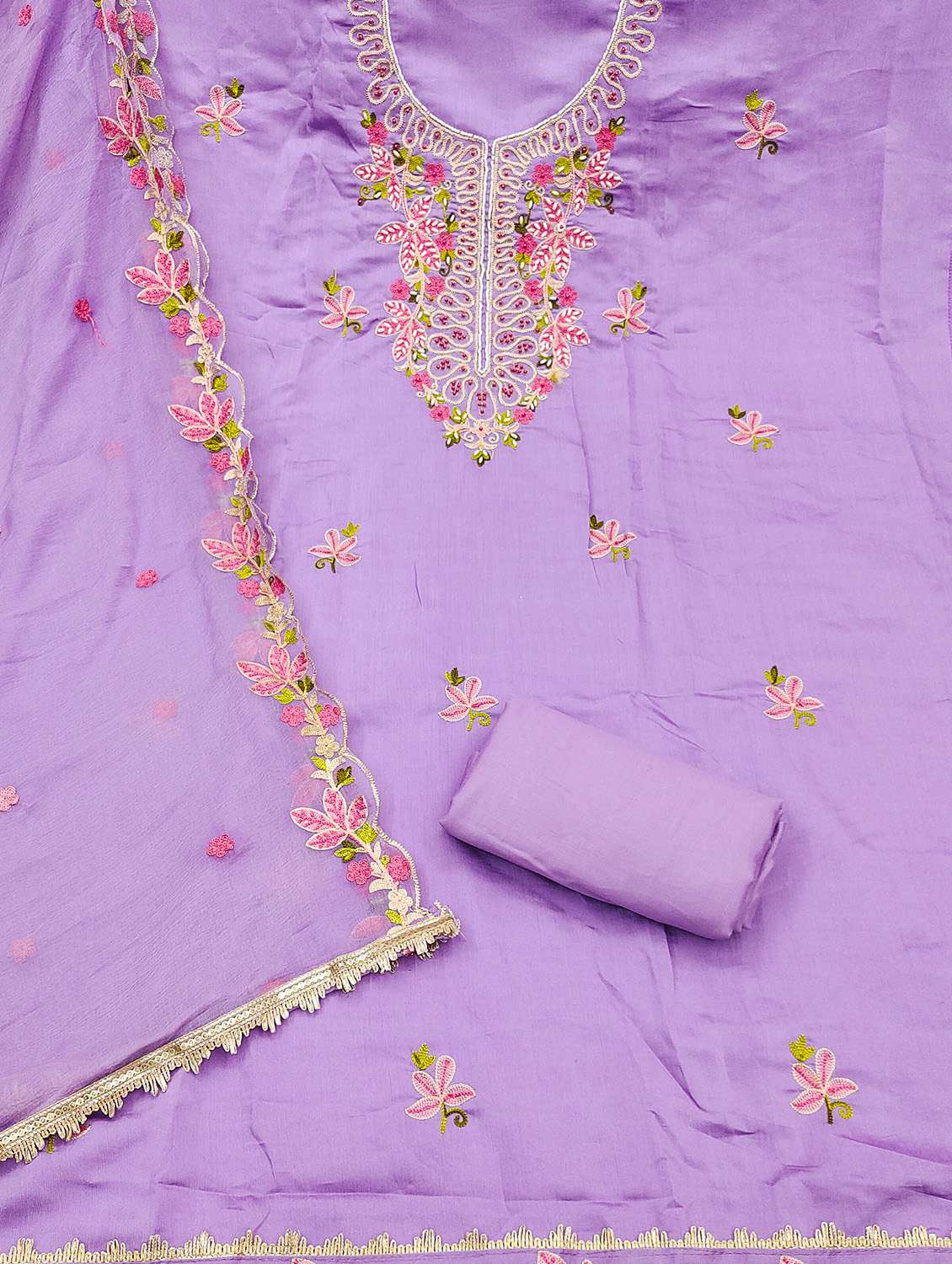 women solid with work unstitched suit set - 22432086 -  Standard Image - 2