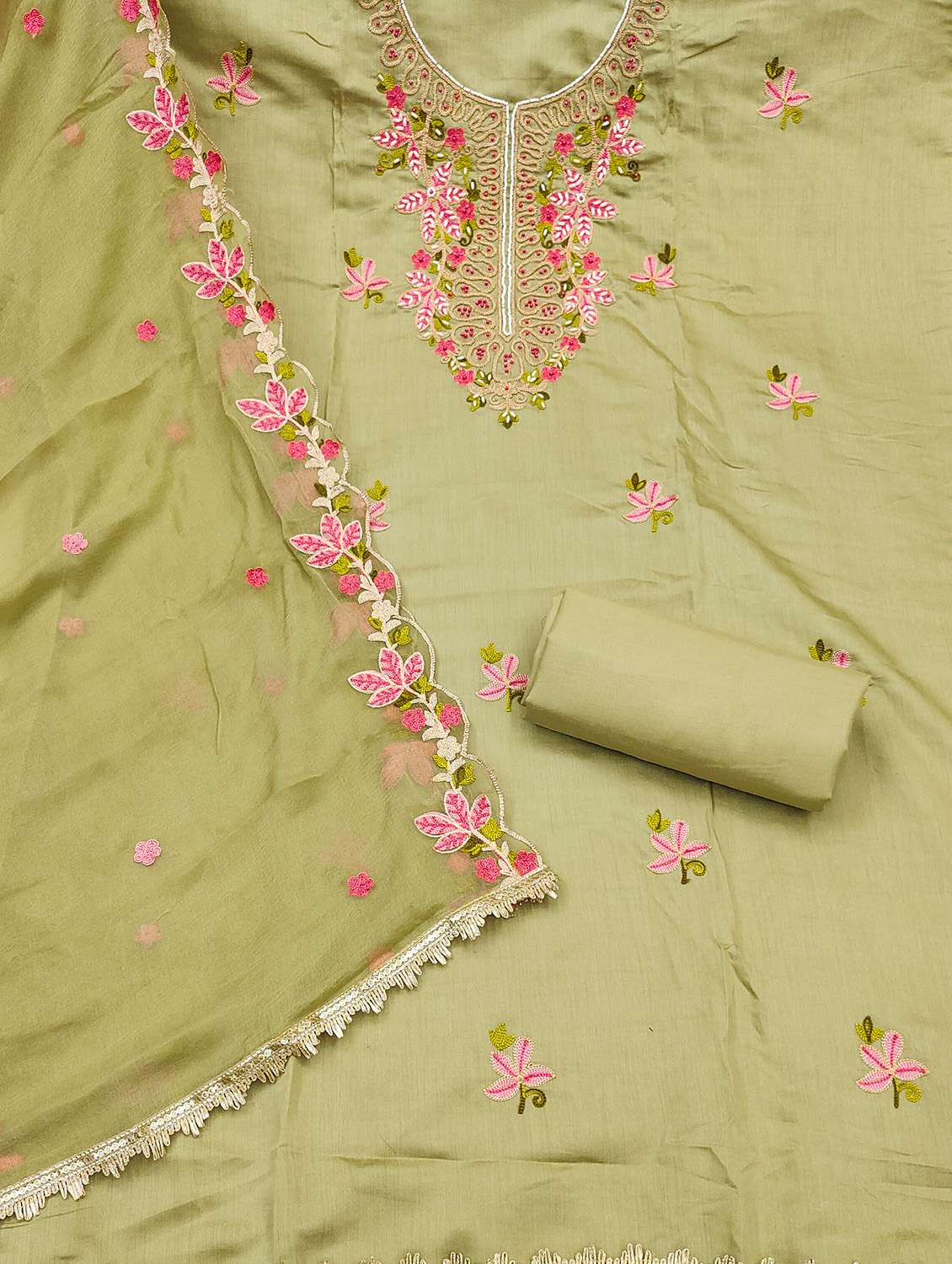 women solid with work unstitched suit set - 22432087 -  Standard Image - 2