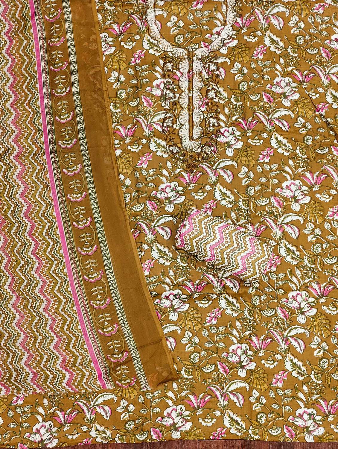 women floral printed unstitched suit set - 22432094 -  Standard Image - 2