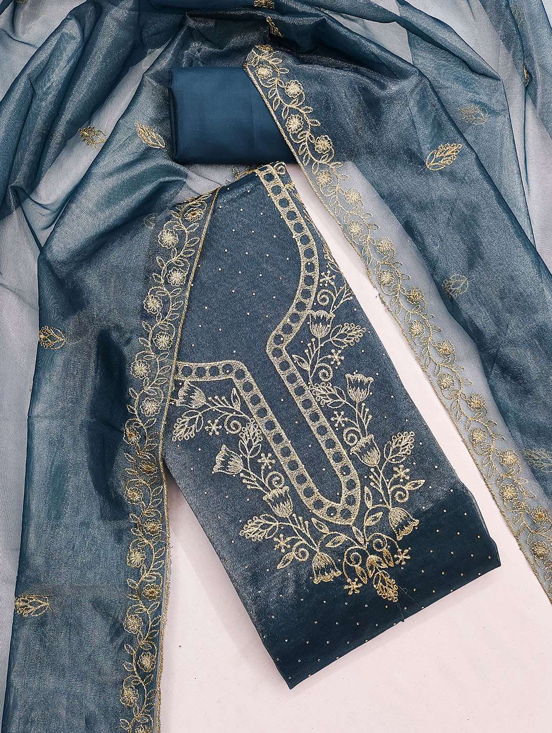 women solid with work unstitched suit set - 22432103 -  Standard Image - 2