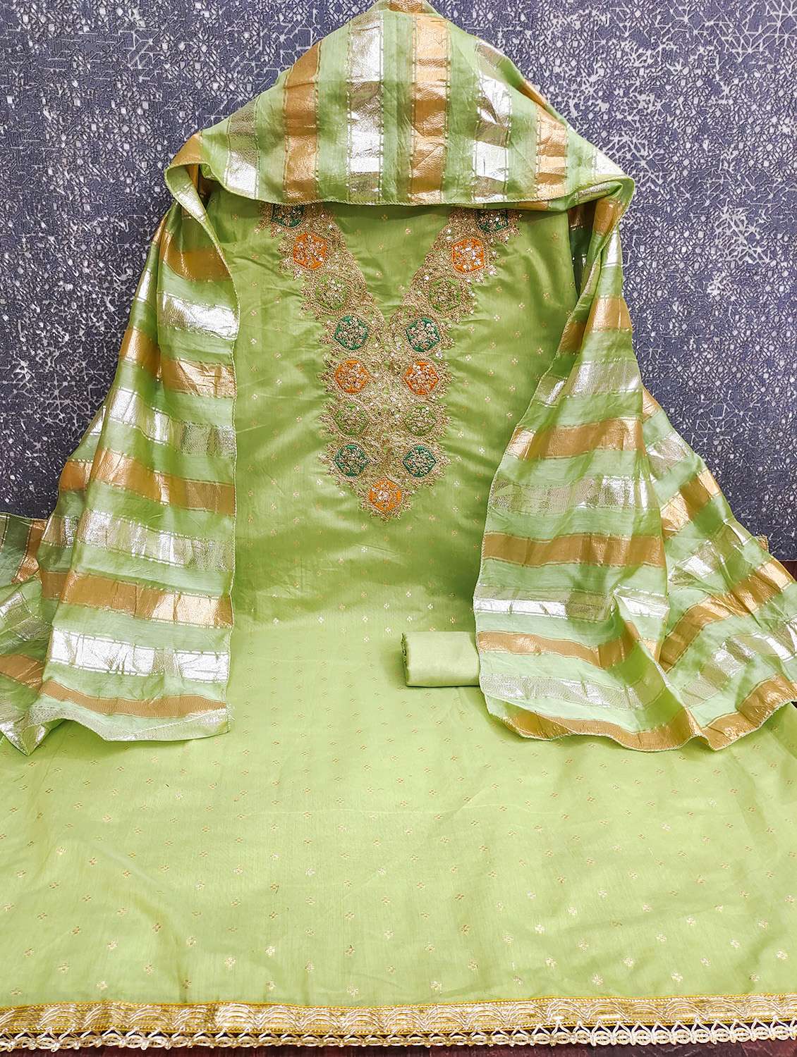 women self design embroidered unstitched suit set - 22432113 -  Standard Image - 2